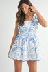 TROPICAL MINI WHITE BLUE DRESS